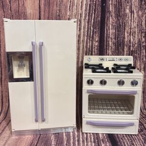 Vintage 1996 Tyco Kitchen Littles Deluxe Kitchen Center Fridge Oven Island Lot